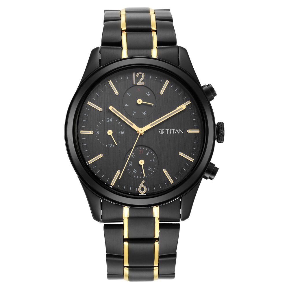 Titan Black and Gold Anthracite Dial Analog Stainless Steel Strap watch for Men - The Watch Factory ®