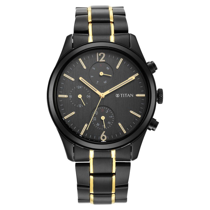Titan Black and Gold Anthracite Dial Analog Stainless Steel Strap watch for Men - The Watch Factory ®