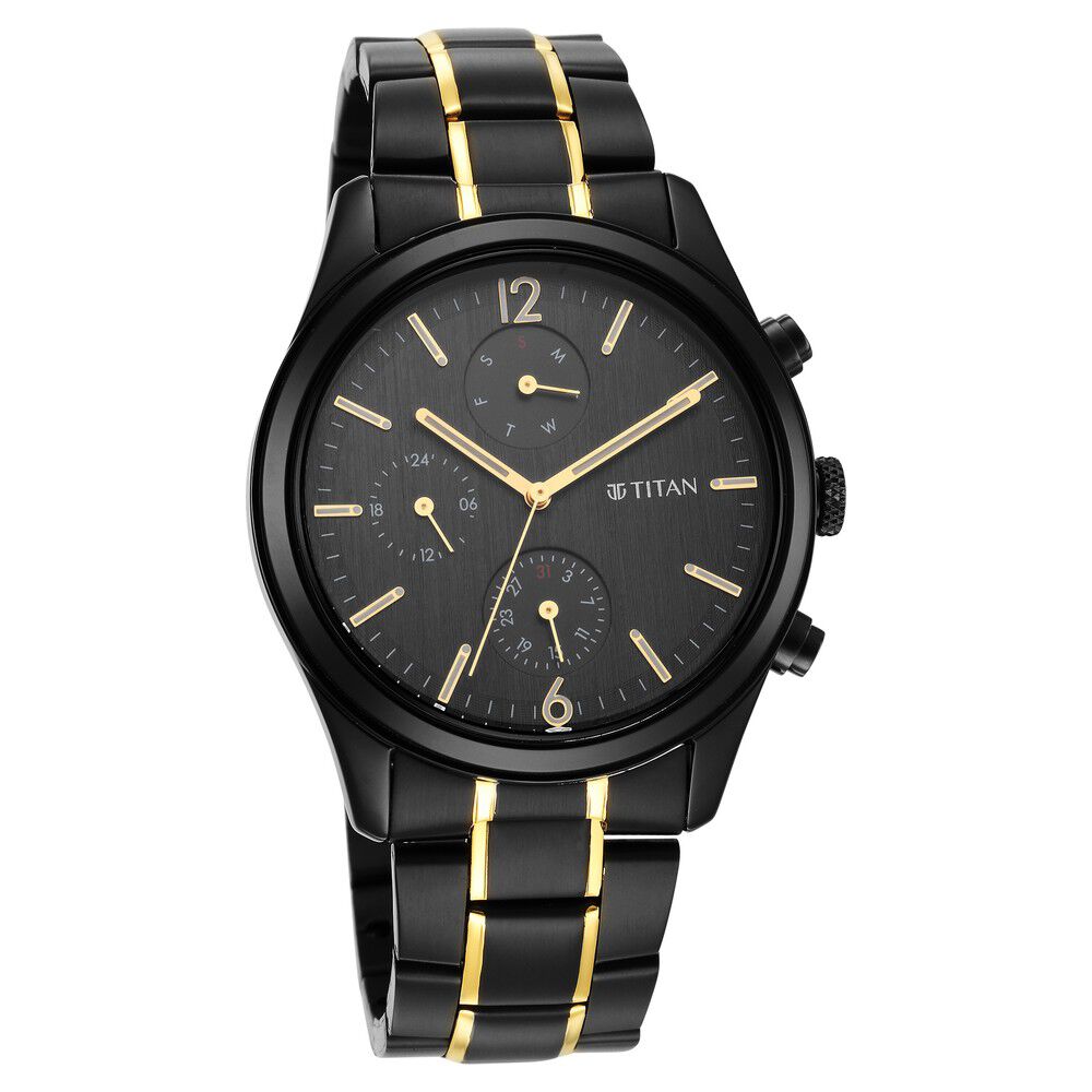 Titan Black and Gold Anthracite Dial Analog Stainless Steel Strap watch for Men - The Watch Factory ®