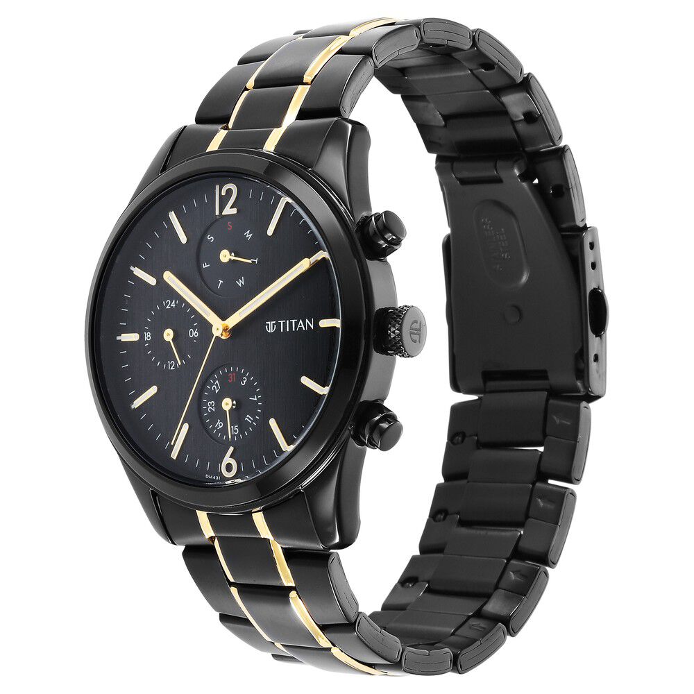 Titan Black and Gold Anthracite Dial Analog Stainless Steel Strap watch for Men - The Watch Factory ®