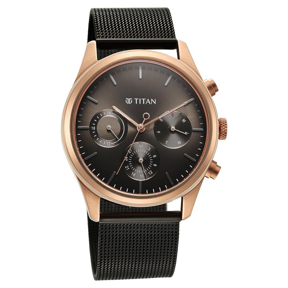 Titan Noir Anthracite Dial Analog Stainless Steel Strap Watch for Men-1805KM05
