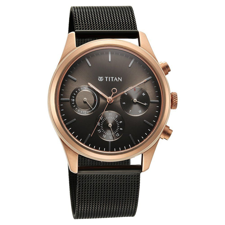 Titan Noir Anthracite Dial Analog Stainless Steel Strap Watch for Men-1805KM05