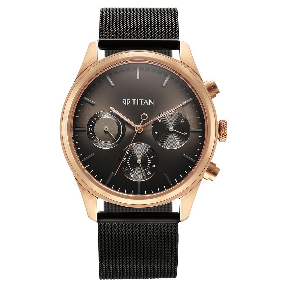 Titan Noir Anthracite Dial Analog Stainless Steel Strap Watch for Men-1805KM05
