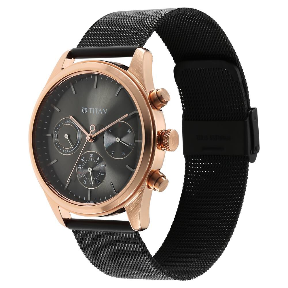 Titan Noir Anthracite Dial Analog Stainless Steel Strap Watch for Men-1805KM05