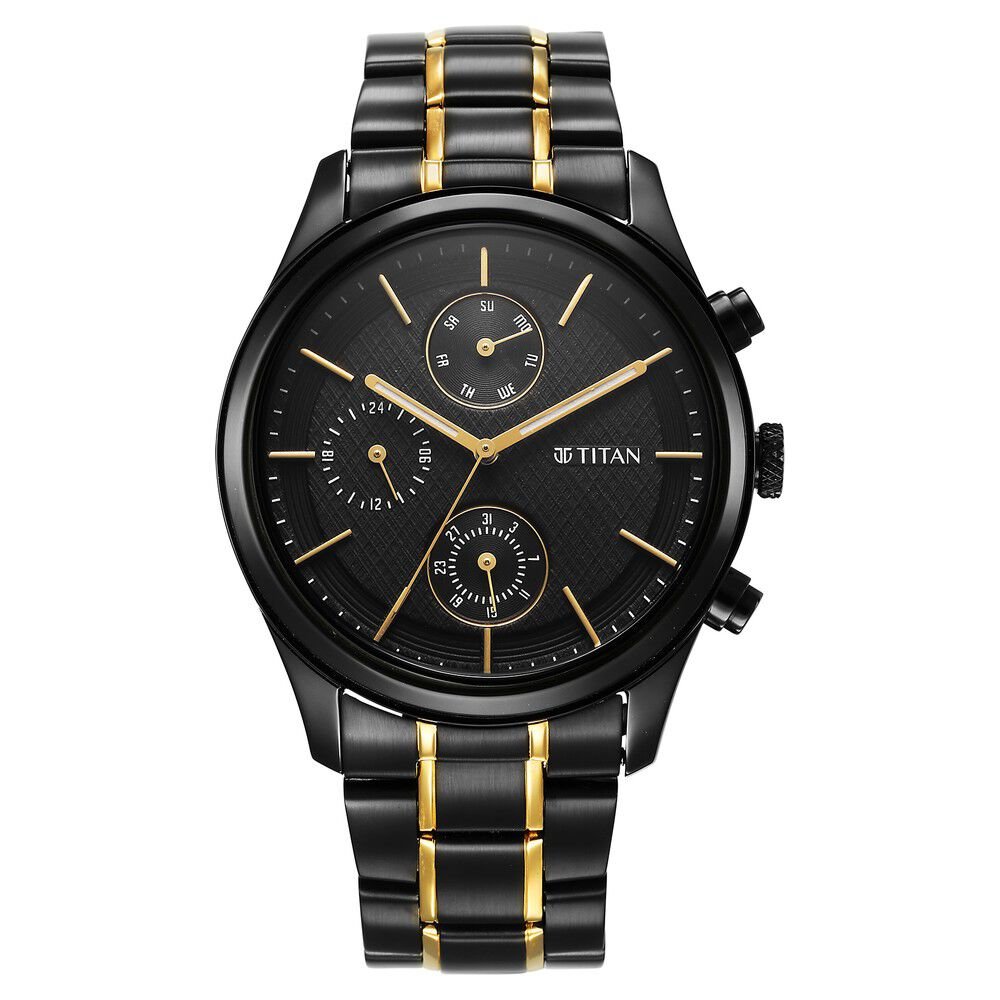 Titan Quartz Analog with Day and Date Black Dial Watch for Men - The Watch Factory ®