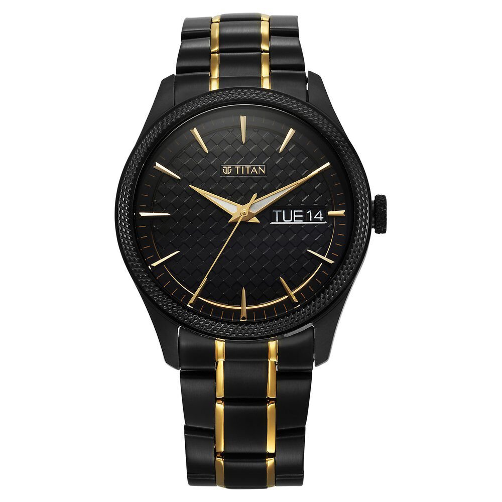 Titan Regalia Opulent Quartz Analog with Day and Date Black Dial Two Toned Stainless Steel Strap Watch for Men - The Watch Factory ®