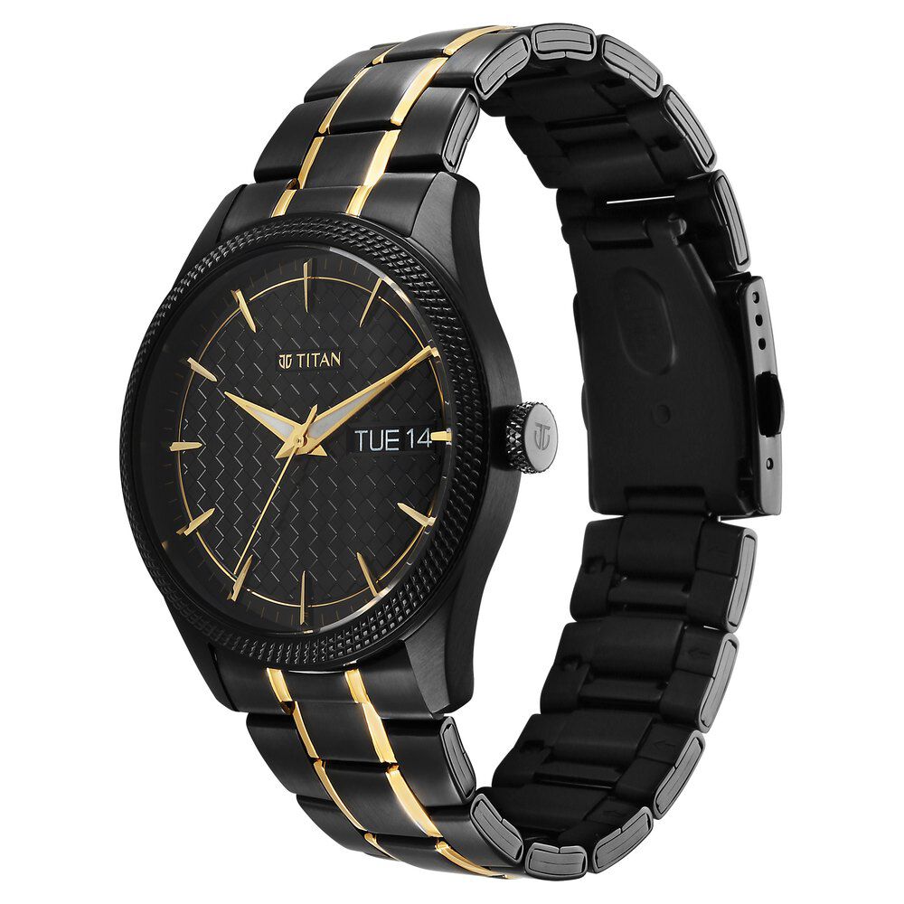 Titan Regalia Opulent Quartz Analog with Day and Date Black Dial Two Toned Stainless Steel Strap Watch for Men - The Watch Factory ®
