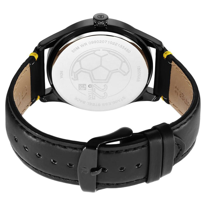 Titan Soccer Quartz Analog Green Dial Leather Strap Unisex Watch-1805NL04