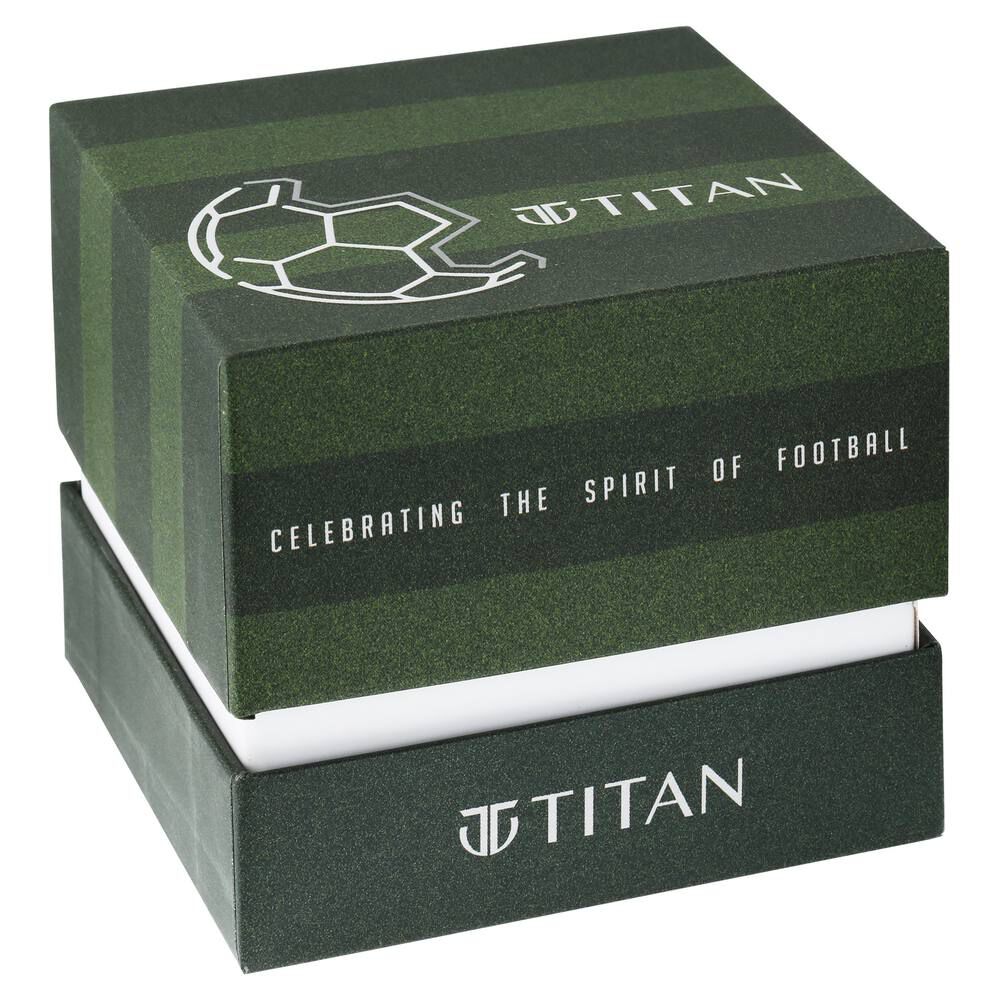 Titan Soccer Quartz Analog Green Dial Leather Strap Unisex Watch-1805NL04