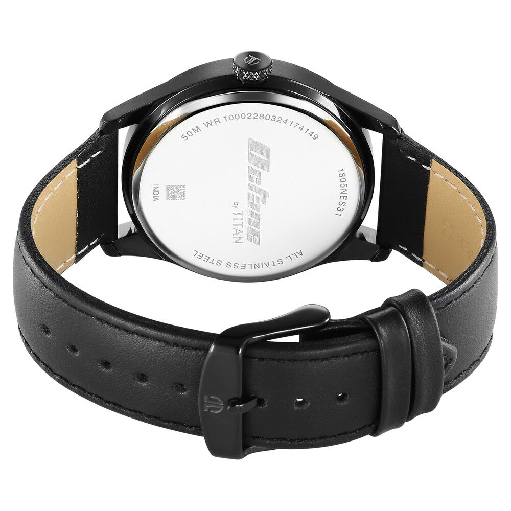 Titan Octane Quartz Multifunction Black Dial With Black Leather Strap Watch For Men 1805NL07
