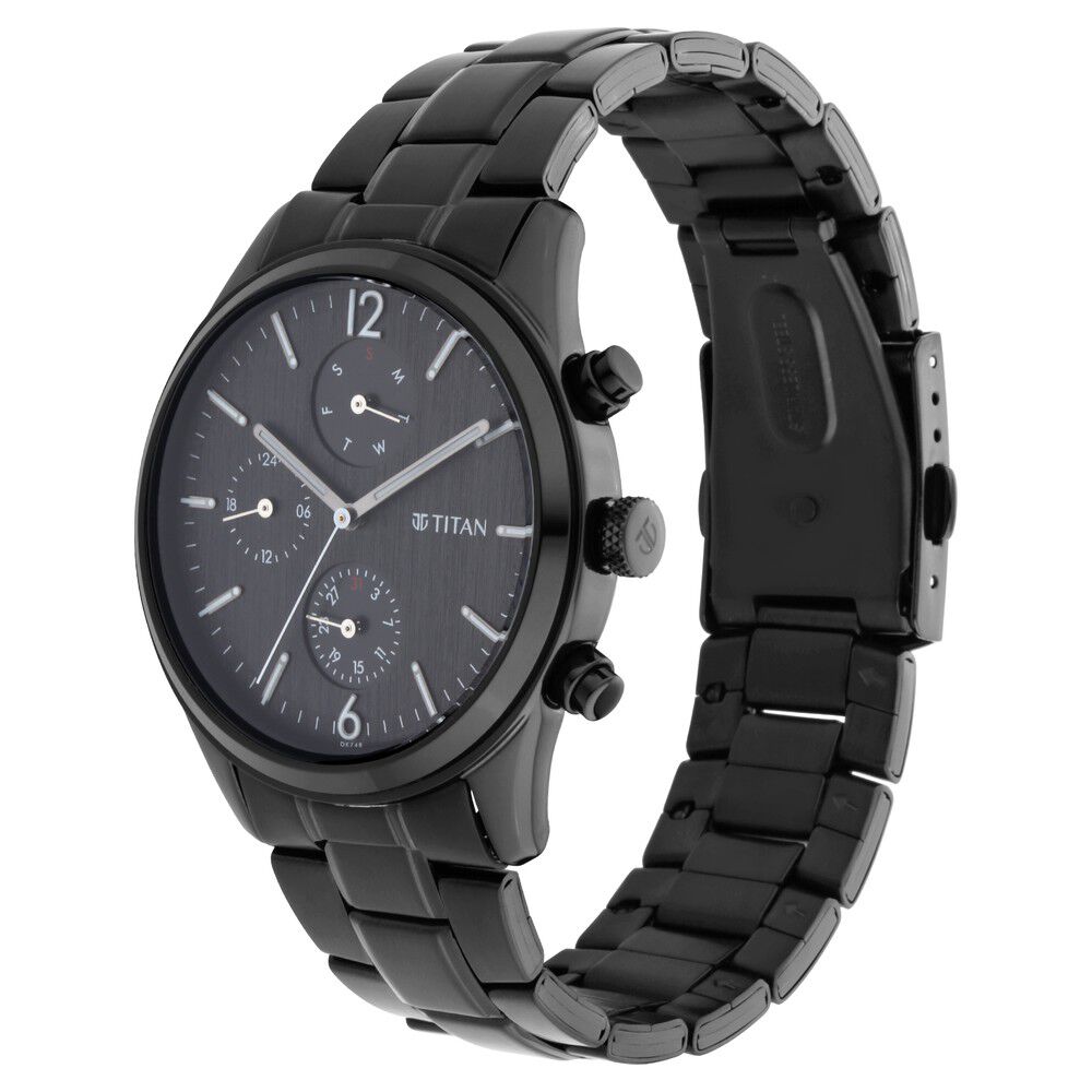 Titan Workwear Multifunction Black Dial Black Metal Strap Watch For Men - The Watch Factory ®