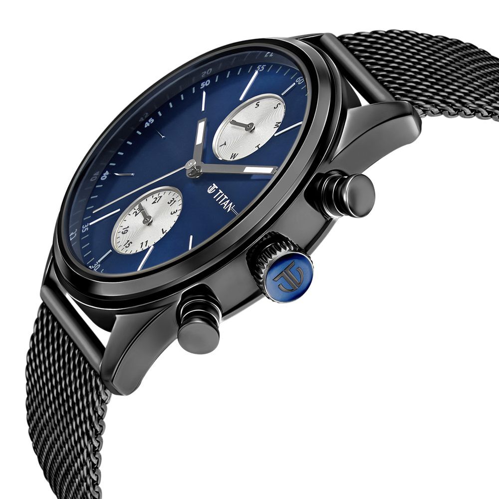 Titan Elmnt Black Dial Analog Stainless Steel Strap Watch for Men-1805NM03