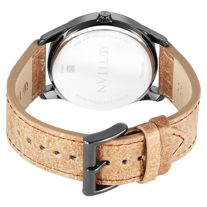 Titan Solar Black Dial Quartz Multifunction Leather Strap watch for Men-1805QL02