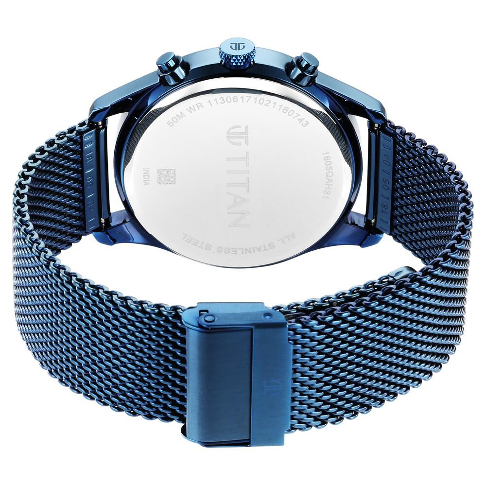 Titan Men's Sartorial Neo Splash: Blue Dial Multifunction Watch with Mesh Strap - The Watch Factory ®