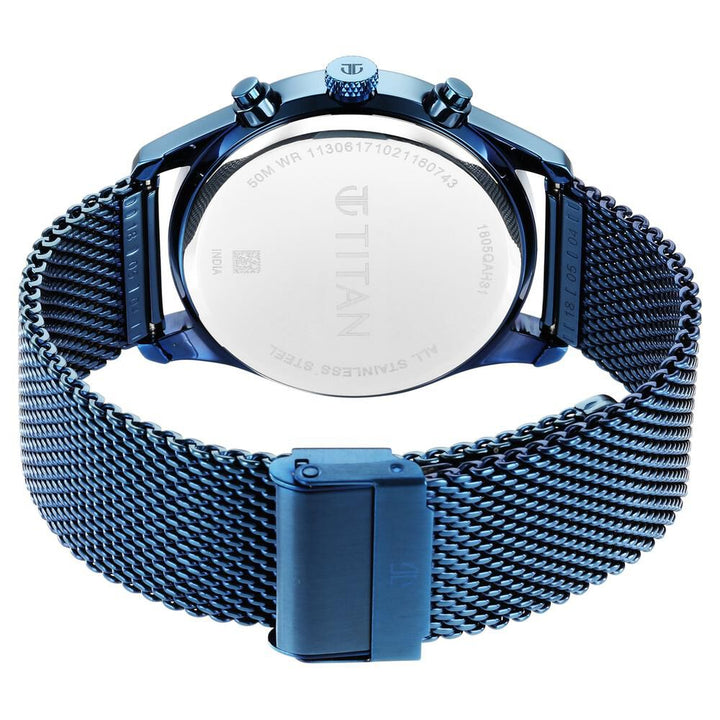 Titan Men's Sartorial Neo Splash: Blue Dial Multifunction Watch with Mesh Strap - The Watch Factory ®