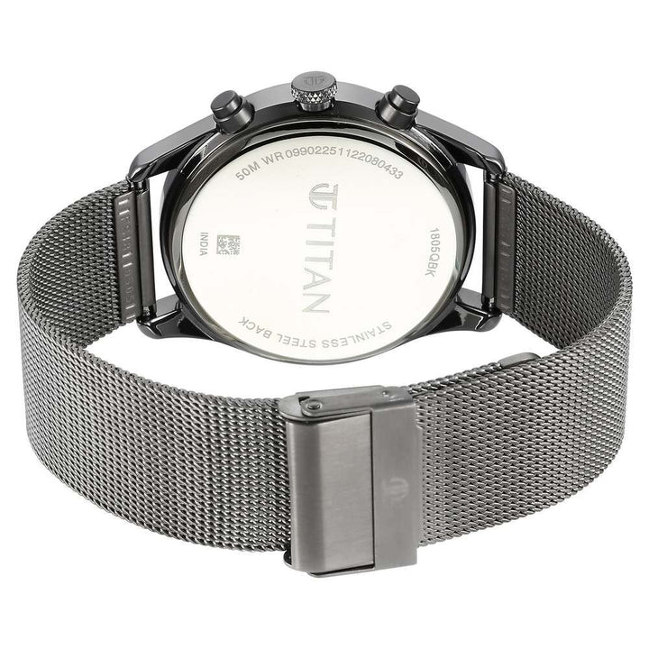 Titan Quartz Analog Anthracite Dial Stainless Steel Strap Watch for Men-1805QM03