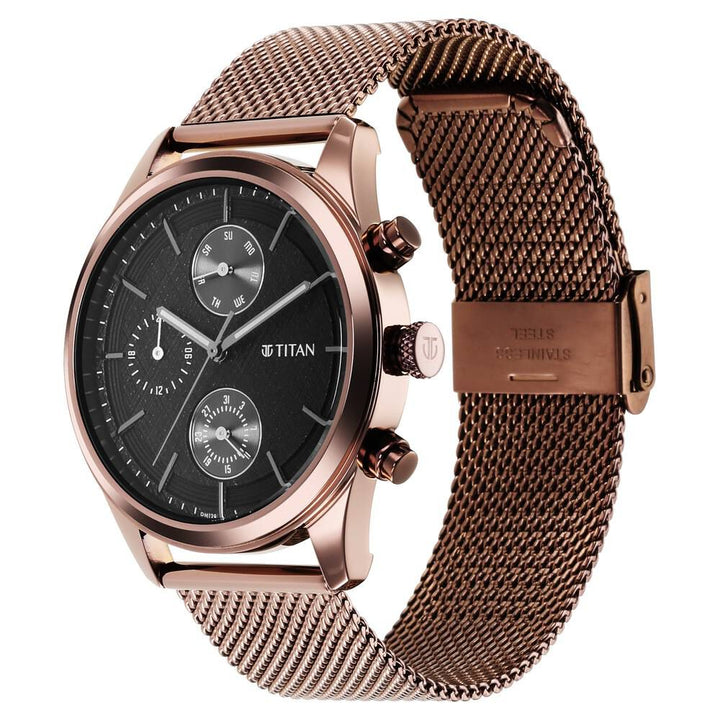 Titan Neo Splash Black Dial Quartz Analog with Date Stainless Steel Strap watch for Men - The Watch Factory ®