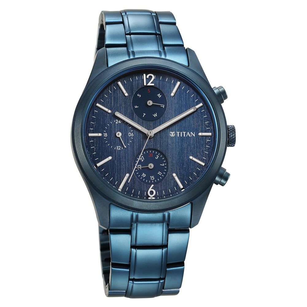 Titan Neo Splash Multifunction Blue Dial Blue Stainless Steel Strap Watch For Men - The Watch Factory ®