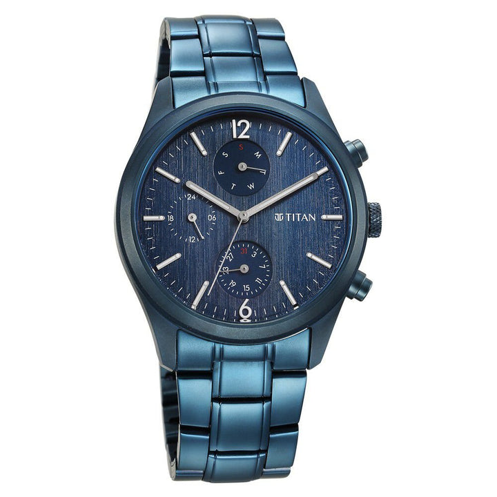 Titan Neo Splash Multifunction Blue Dial Blue Stainless Steel Strap Watch For Men - The Watch Factory ®