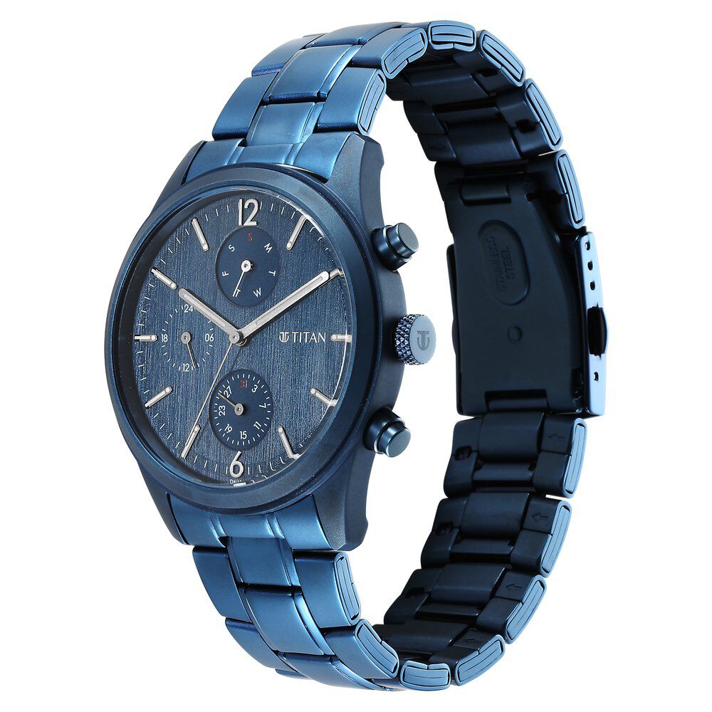 Titan Neo Splash Multifunction Blue Dial Blue Stainless Steel Strap Watch For Men - The Watch Factory ®