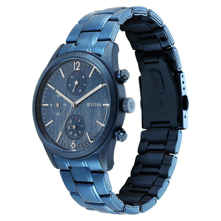 Titan Neo Splash Multifunction Blue Dial Blue Stainless Steel Strap Watch For Men - The Watch Factory ®