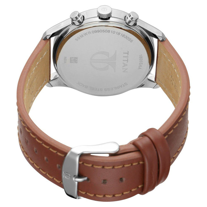 Titan Men's Metropolitan Charm: Men's Multifunctional White Watch with Leather Strap - The Watch Factory ®