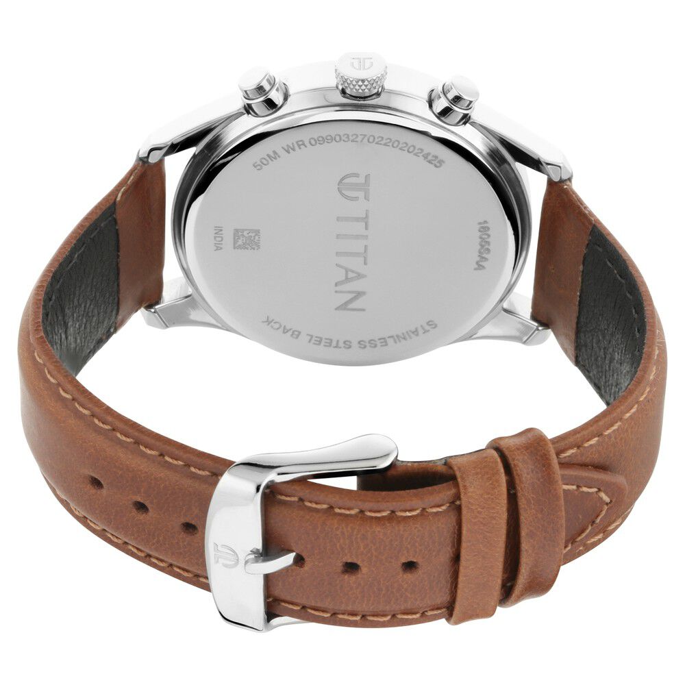 Titan Men's Metropolitan Charm: Men's Multifunctional Black Watch with Leather Strap - The Watch Factory ®