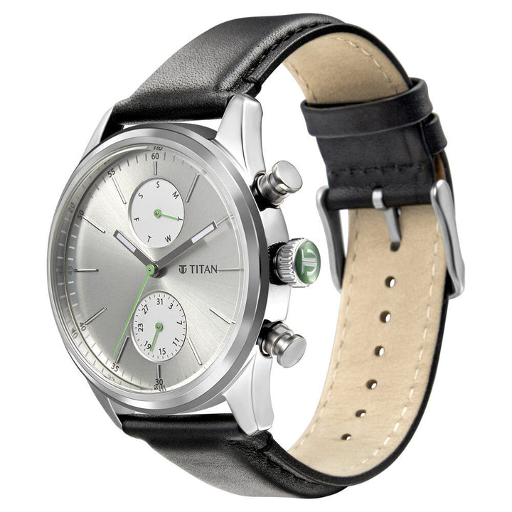 Titan Quartz Analog Leather Strap Watch for Men-1805SL09