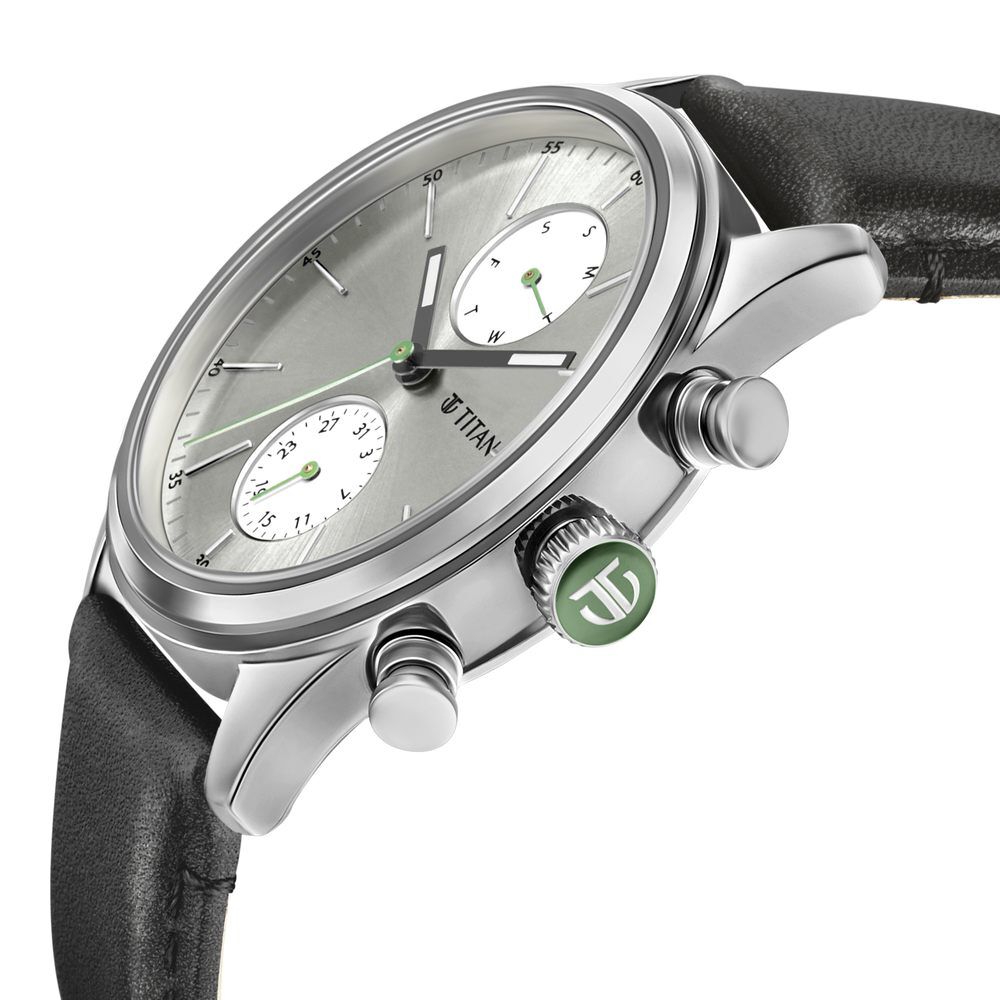 Titan Quartz Analog Leather Strap Watch for Men-1805SL09