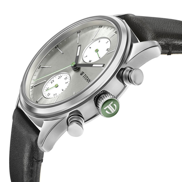 Titan Quartz Analog Leather Strap Watch for Men-1805SL09