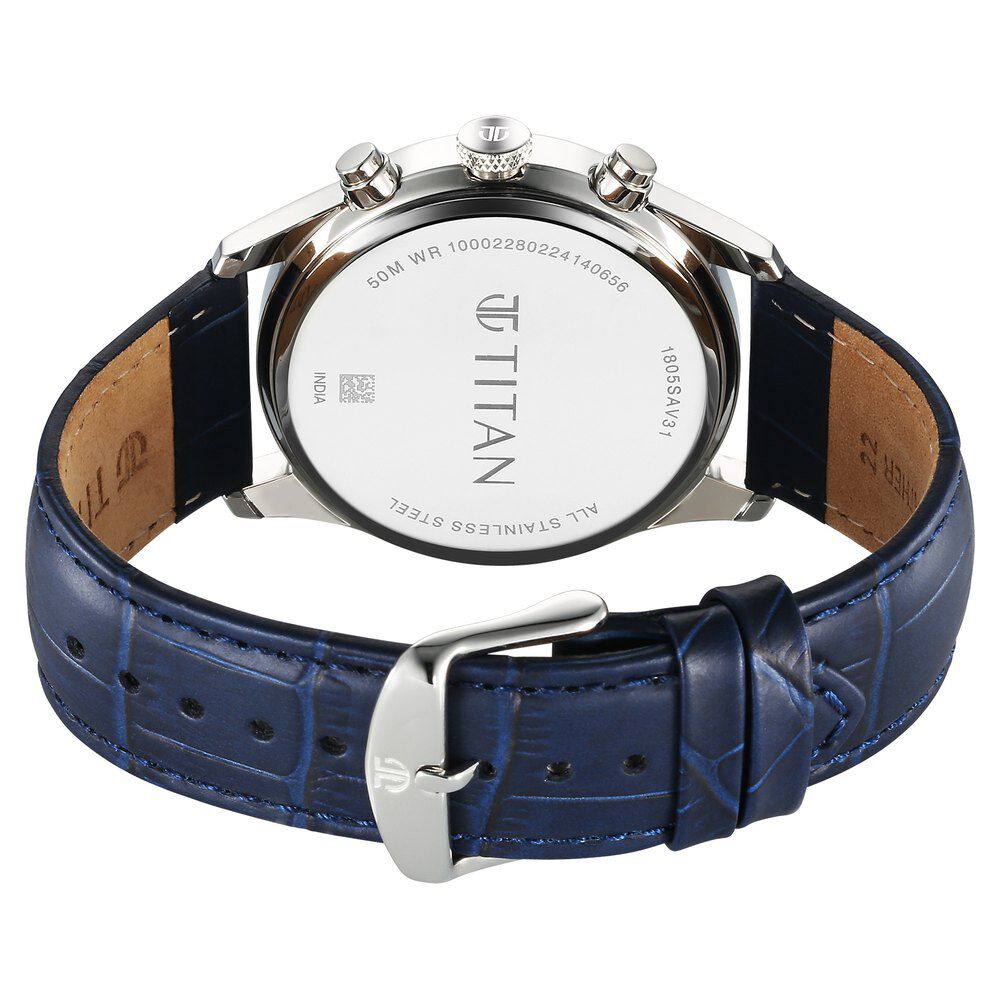 Titan Regalia Opulent Quartz Analog with Day and Date Blue Dial Blue Leather Strap Watch for Men - The Watch Factory ®