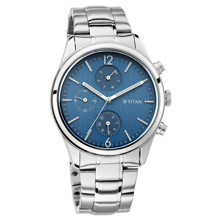 Titan Men's Metropolitan Charm: Men's Multifunctional Blue Watch with Metallic Accents - The Watch Factory ®
