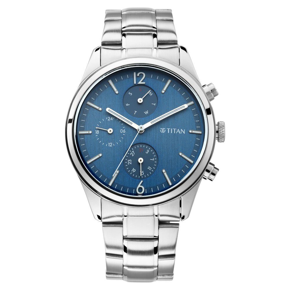 Titan Men's Metropolitan Charm: Men's Multifunctional Blue Watch with Metallic Accents - The Watch Factory ®