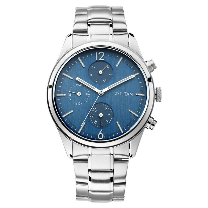 Titan Men's Metropolitan Charm: Men's Multifunctional Blue Watch with Metallic Accents - The Watch Factory ®