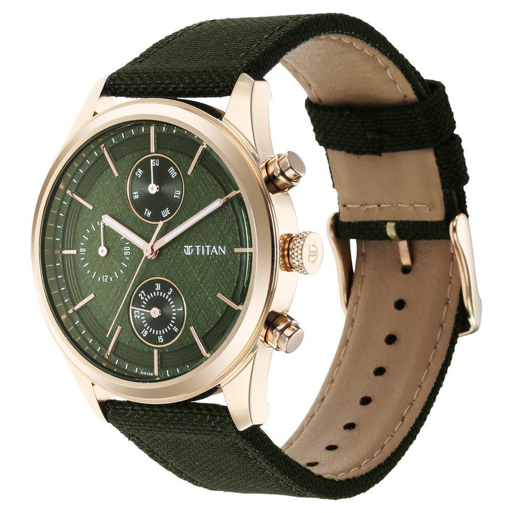 Titan Neo Splash Green Dial Quartz Analog with Date Fabric Strap watch for Men - The Watch Factory ®