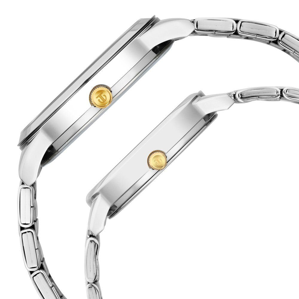 Titan Quartz Analog with Date Blue Dial Stainless Steel Strap Watch for Couple - The Watch Factory ®