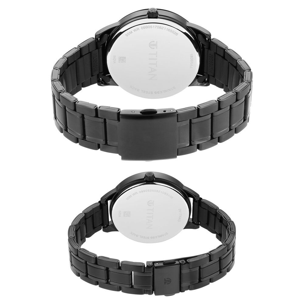 Titan Bandhan Anthracite Dial Analog with Date Stainless Steel Strap Watch for Couple - The Watch Factory ®