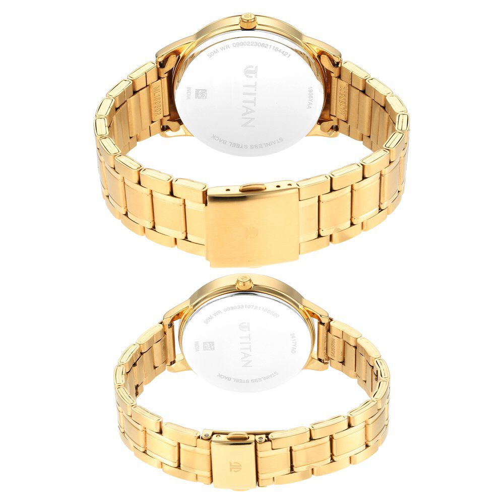 Titan Bandhan Grey Dial Analog Stainless Steel Strap Watch for Couple - The Watch Factory ®