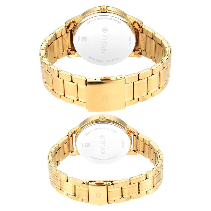 Titan Bandhan Grey Dial Analog Stainless Steel Strap Watch for Couple - The Watch Factory ®