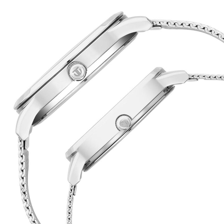 Titan Quartz Analog White Dial Stainless Steel Strap Watch for Couple - The Watch Factory ®