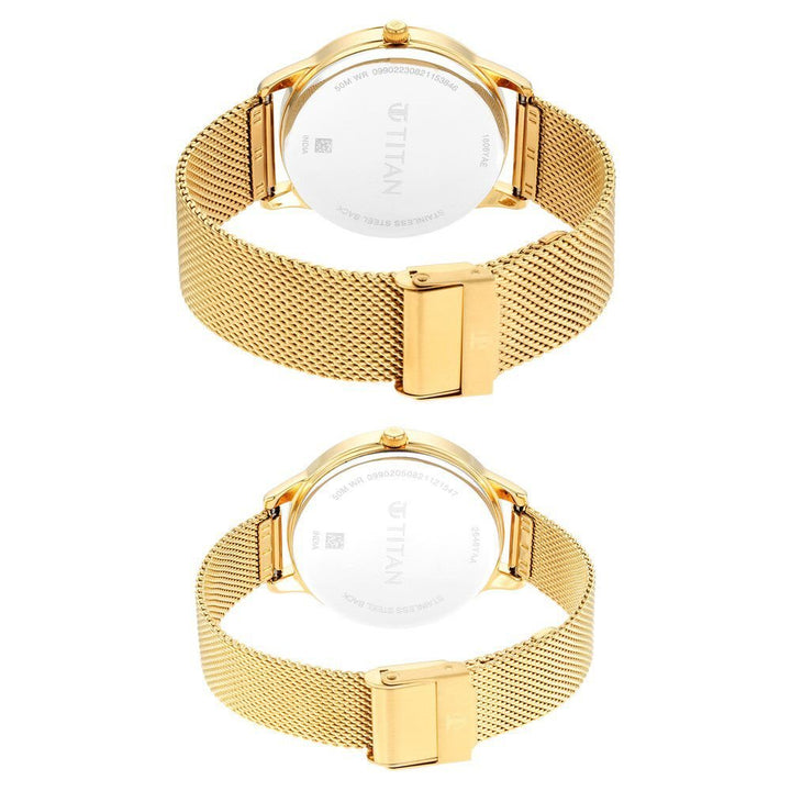 Titan Bandhan Champagne Dial Analog Stainless Steel Strap watch for Couple - The Watch Factory ®