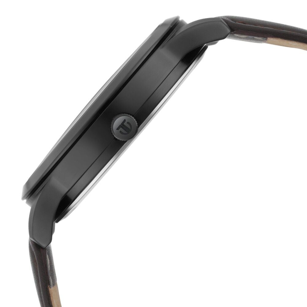 Titan Men's Timeless Style Watch: Refined Gold Dial and Leather Strap