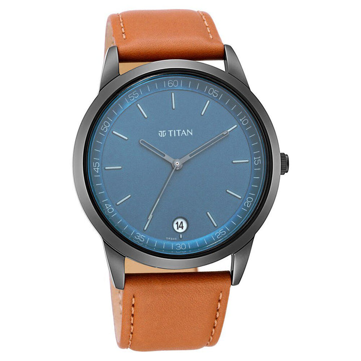 Titan Men's Timeless Style Watch: Refined Anthra Dial and Leather Strap-NS1806NL03
