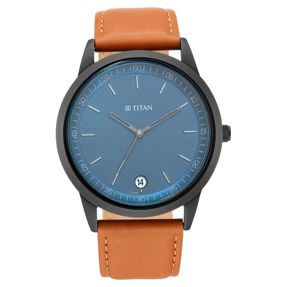 Titan Men's Timeless Style Watch: Refined Anthra Dial and Leather Strap-NS1806NL03