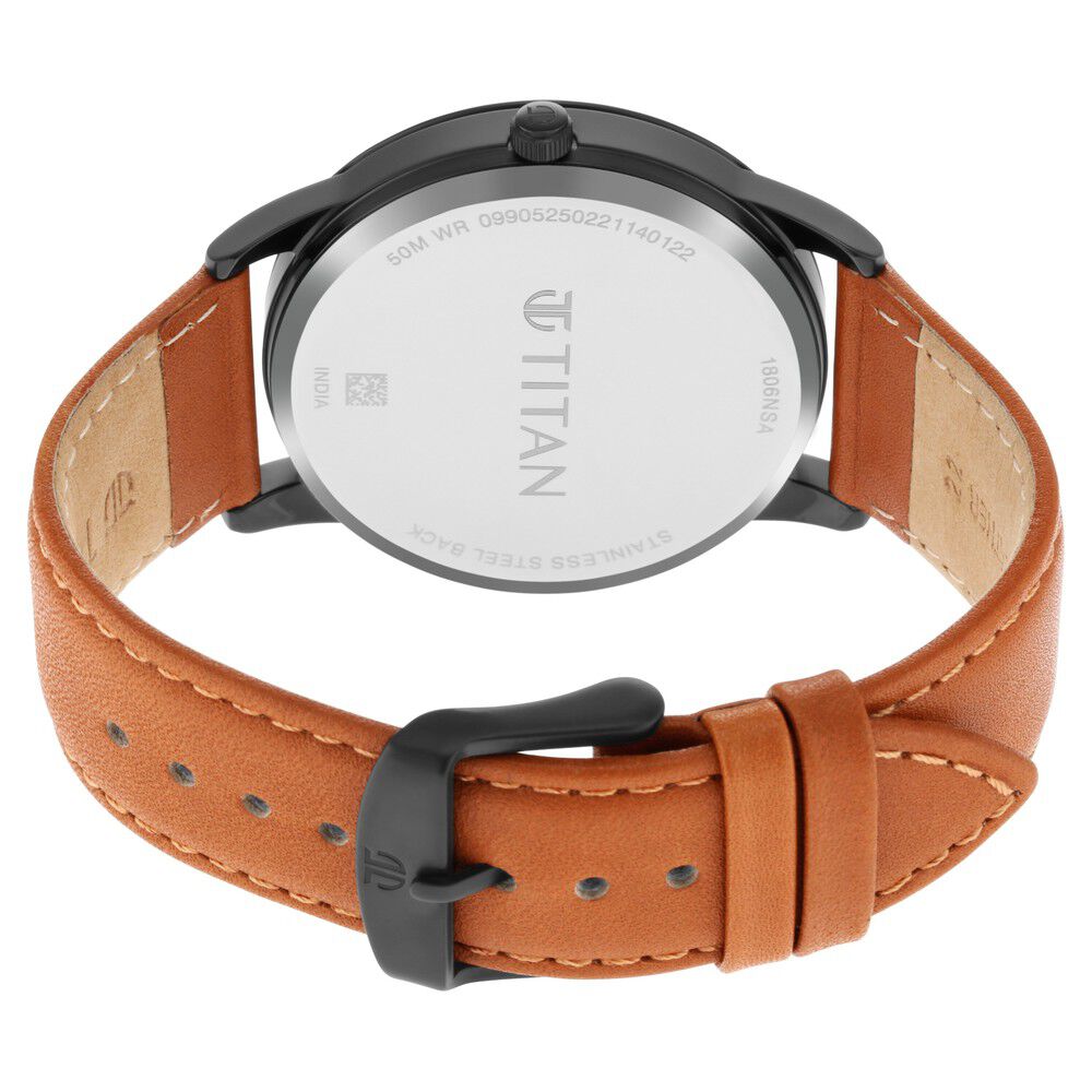 Titan Men's Timeless Style Watch: Refined Anthra Dial and Leather Strap-NS1806NL03