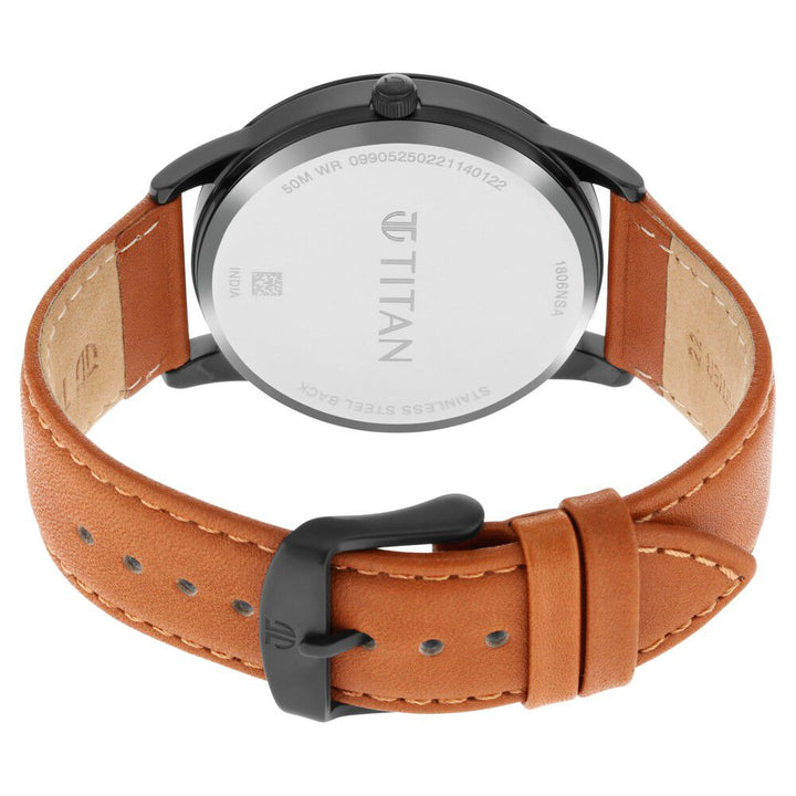Titan Men's Timeless Style Watch: Refined Anthra Dial and Leather Strap-NS1806NL03