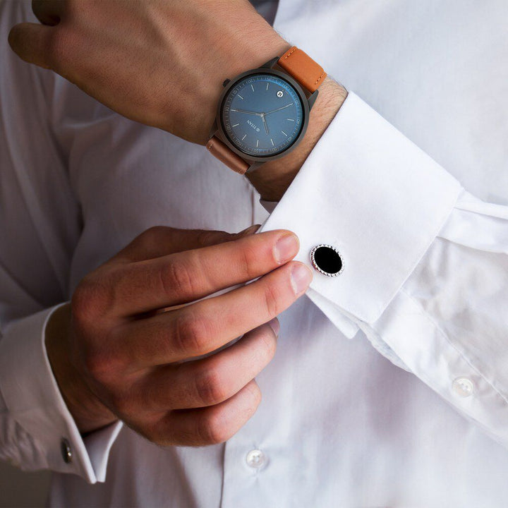 Titan Men's Timeless Style Watch: Refined Anthra Dial and Leather Strap-NS1806NL03