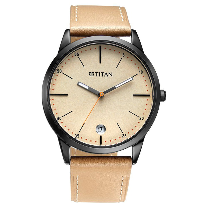 Titan Elmnt Off White Dial Analog Leather Strap watch for Men-1806NL04