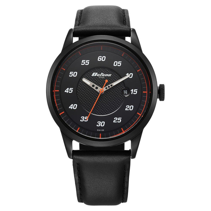 Titan Octane Quartz Analog with Date Black Dial With Black Leather Strap Watch For Men 1806NL05