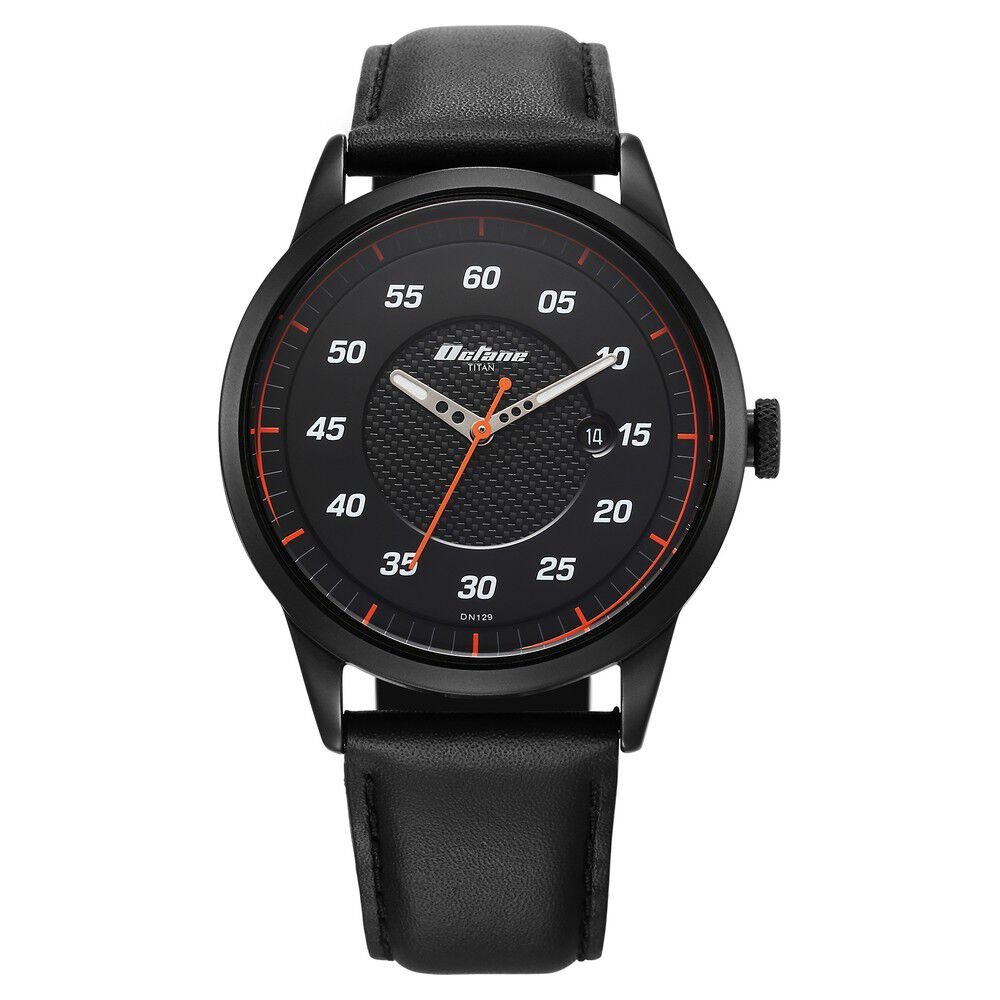 Titan Octane Quartz Analog with Date Black Dial With Black Leather Strap Watch For Men - The Watch Factory ®